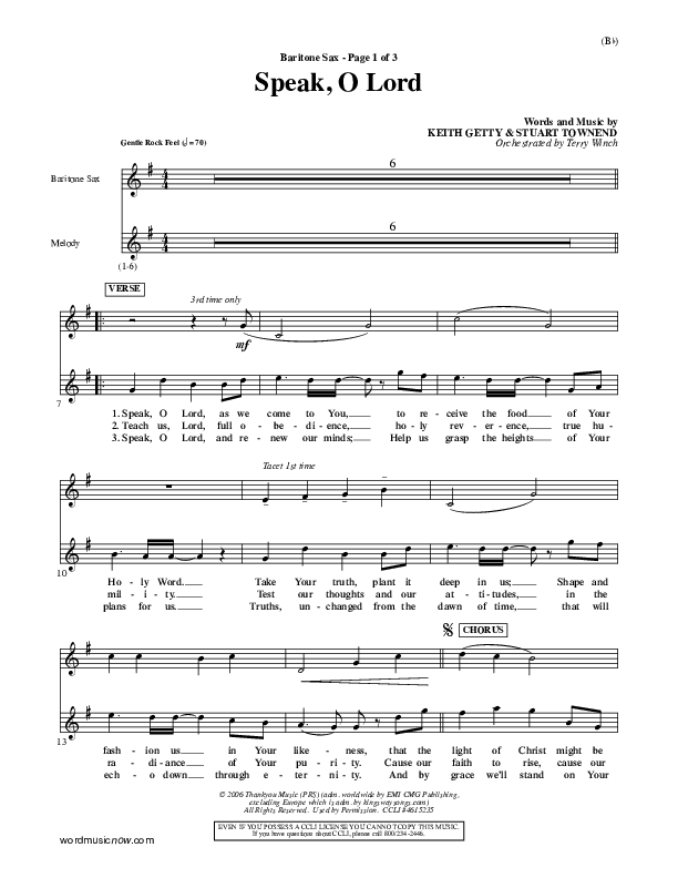 Speak O Lord Bari Sax (Stuart Townend)