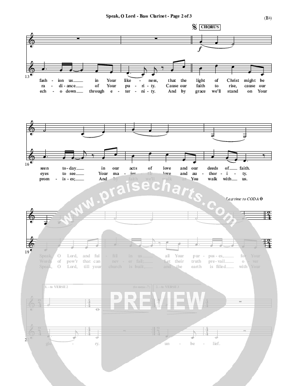 Speak O Lord Bass Clarinet (Stuart Townend)