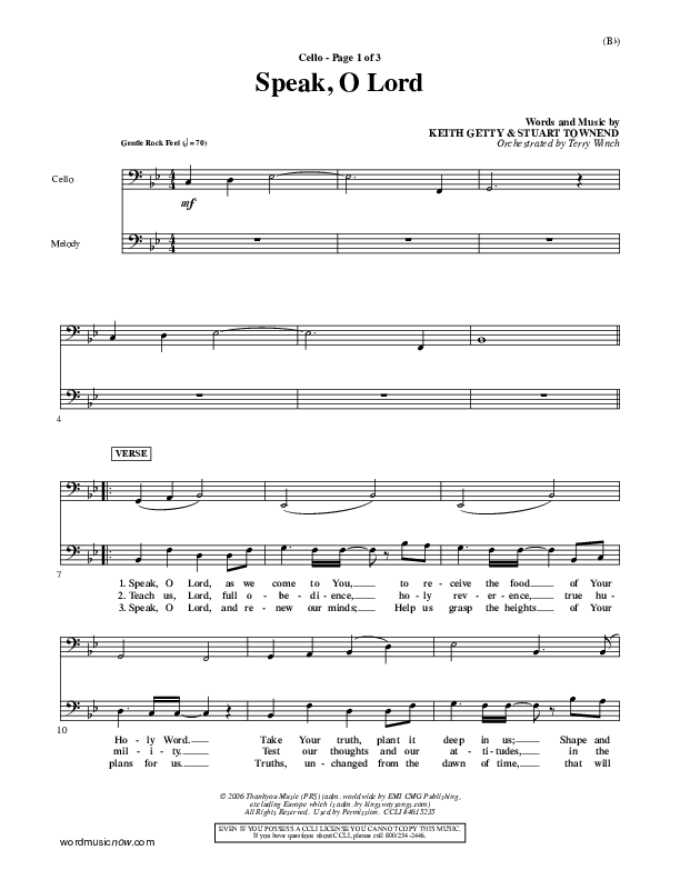 Speak O Lord Cello (Stuart Townend)