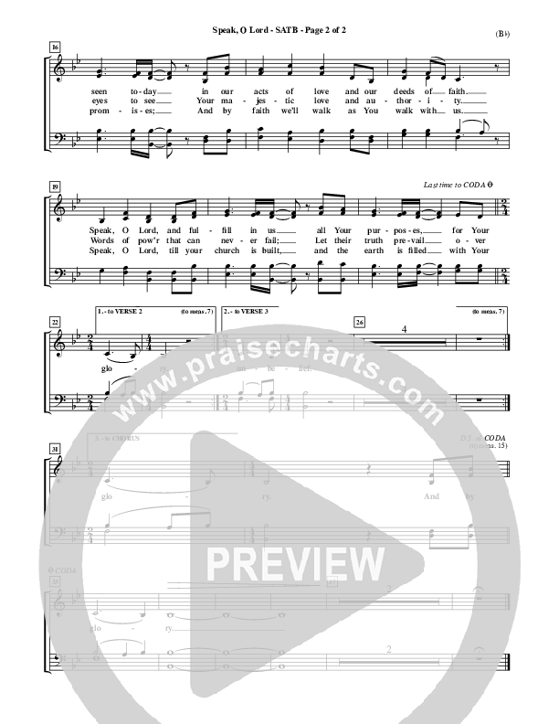 Speak O Lord Choir Sheet (SATB) (Stuart Townend)