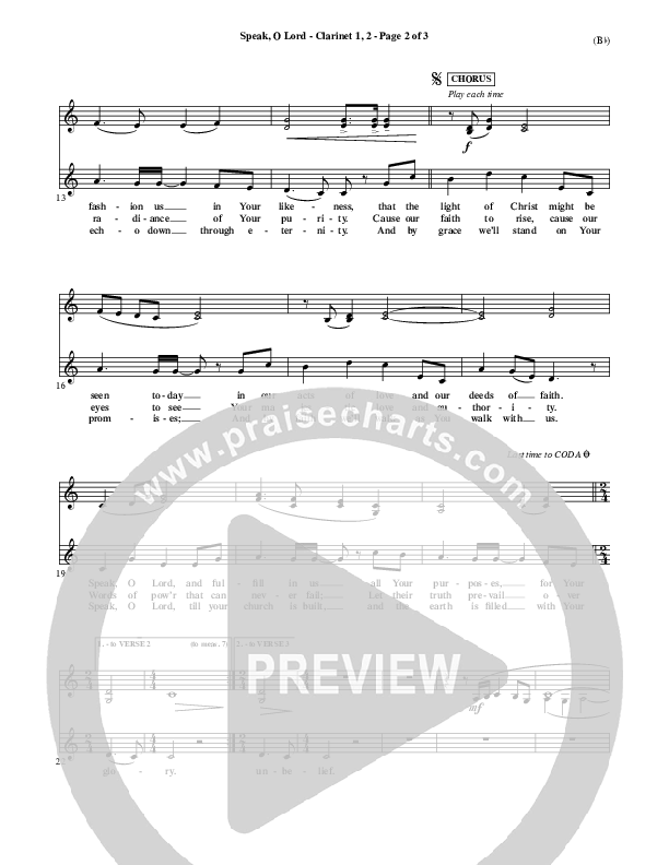 Speak O Lord Clarinet 1/2 (Stuart Townend)