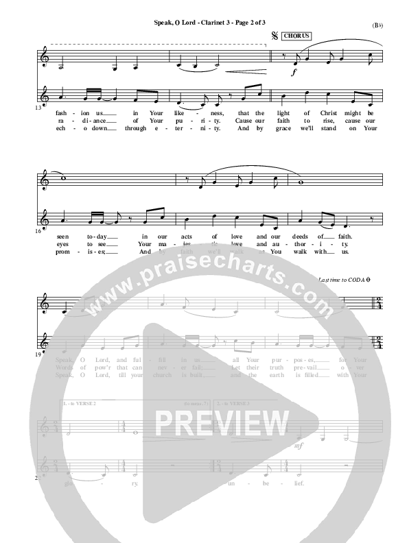 Speak O Lord Clarinet 3 (Stuart Townend)