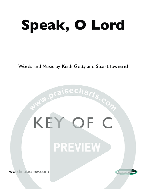 Speak O Lord Cover Sheet (Stuart Townend)