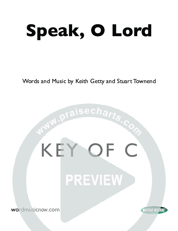 Speak O Lord Cover Sheet (Stuart Townend)