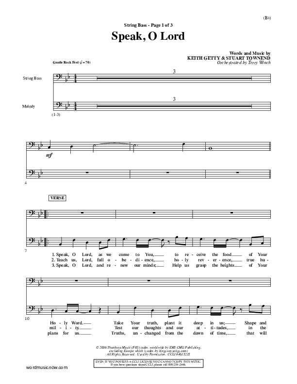 Speak O Lord Double Bass (Stuart Townend)