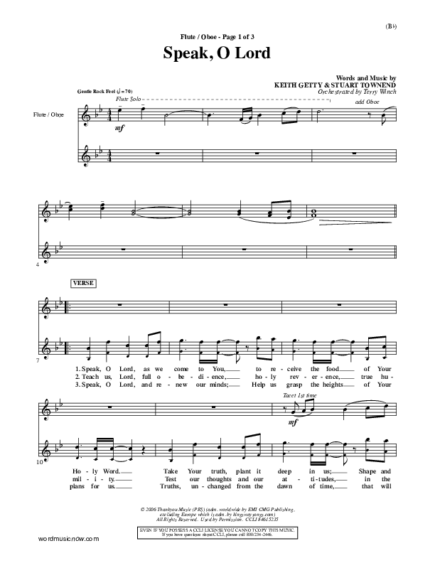 Speak O Lord Flute/Oboe (Stuart Townend)