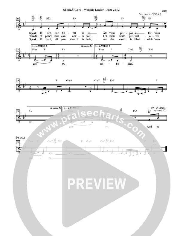 Speak O Lord Lead Sheet (Stuart Townend)