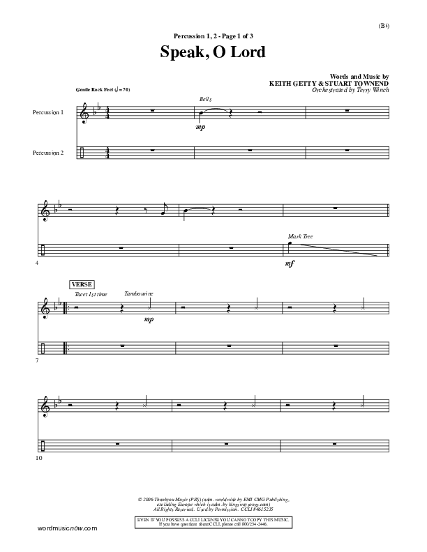 Speak O Lord Percussion 1/2 (Stuart Townend)
