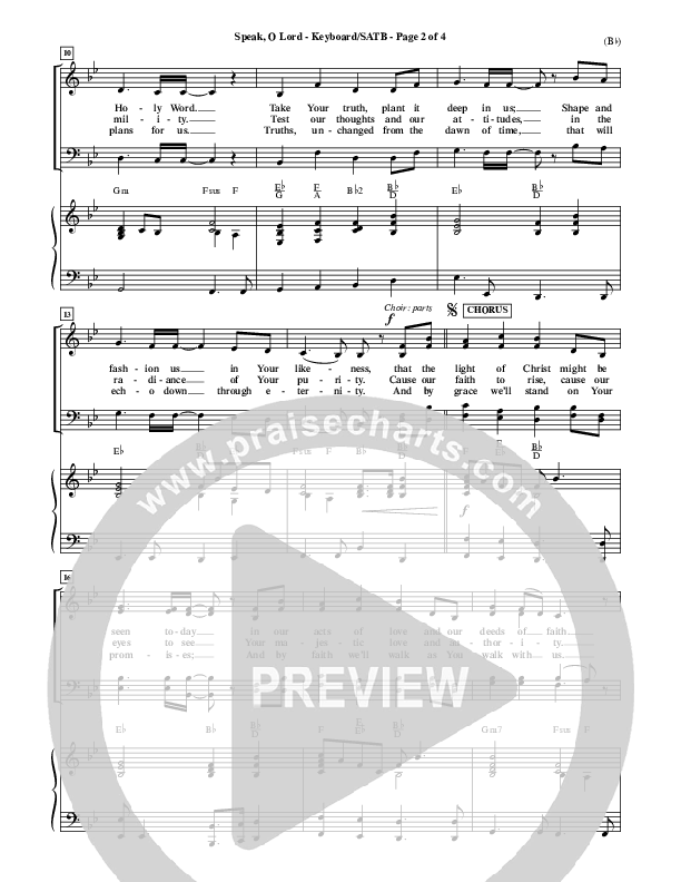 Speak O Lord Piano/Vocal (SATB) (Stuart Townend)