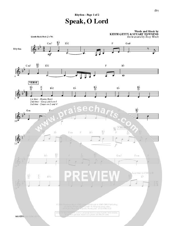 Speak O Lord Rhythm Chart (Stuart Townend)