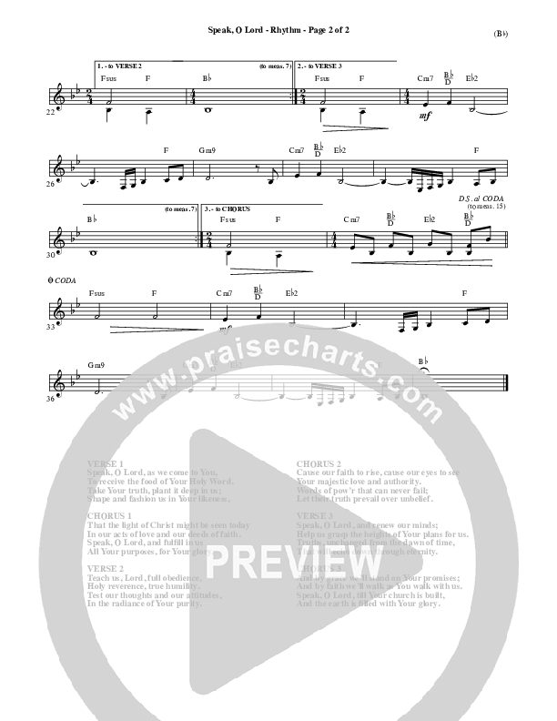 Speak O Lord Rhythm Chart (Stuart Townend)