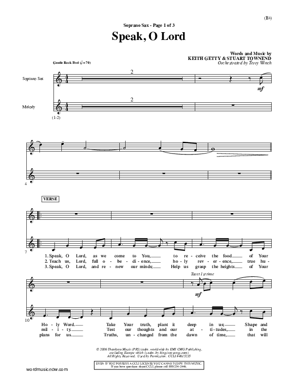 Speak O Lord Soprano Sax (Stuart Townend)