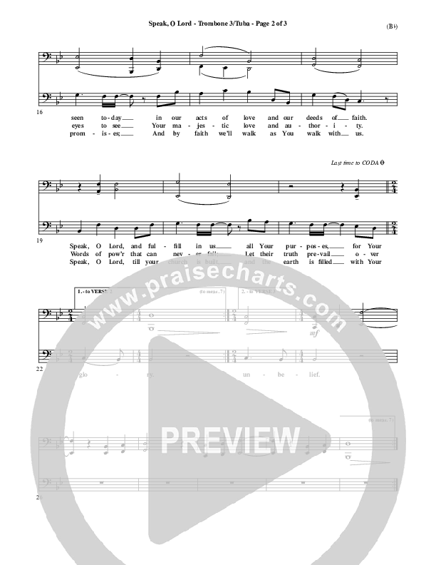 Speak O Lord Trombone 3/Tuba (Stuart Townend)