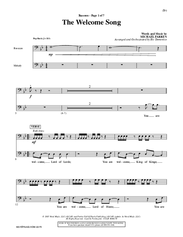 The Welcome Song Bassoon (Pocket Full Of Rocks)