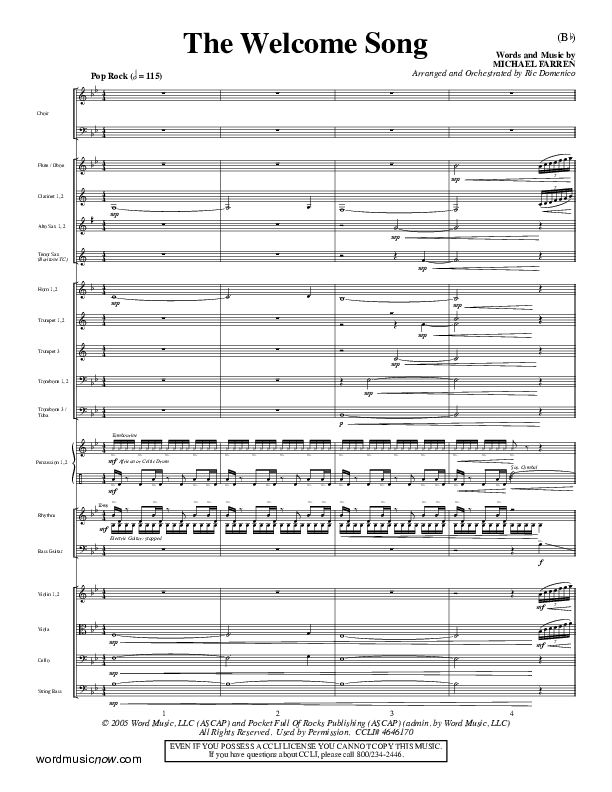 The Welcome Song Conductor's Score (Pocket Full Of Rocks)