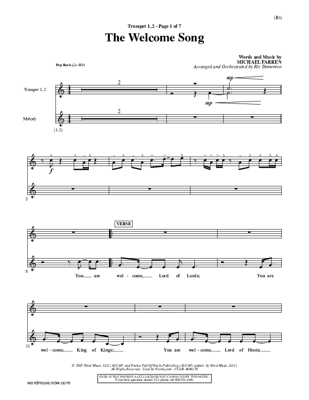 The Welcome Song Trumpet 1,2 (Pocket Full Of Rocks)