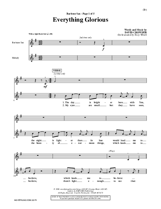 Everything Glorious Bari Sax (David Crowder)