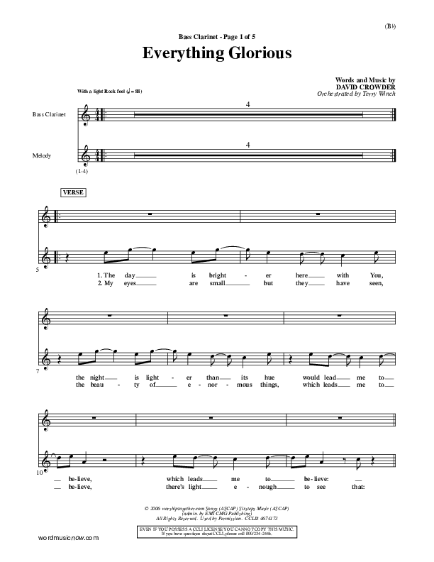 Everything Glorious Bass Clarinet (David Crowder)