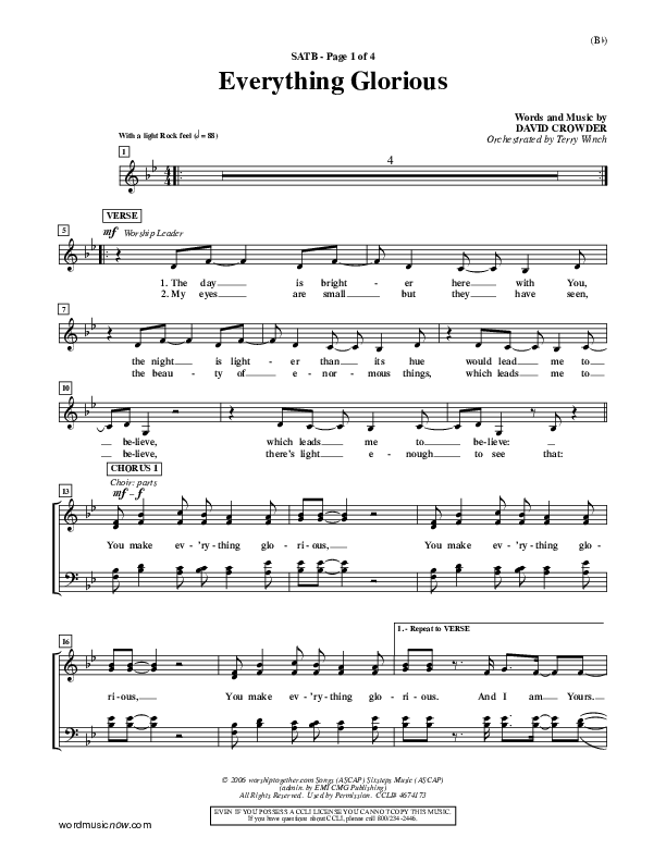 Everything Glorious Choir Vocals (SATB) (David Crowder)
