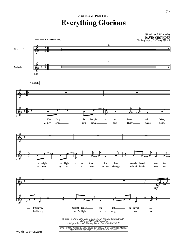 Everything Glorious French Horn 1/2 (David Crowder)