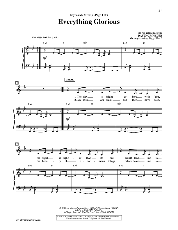 Everything Glorious Piano/Vocal (David Crowder)