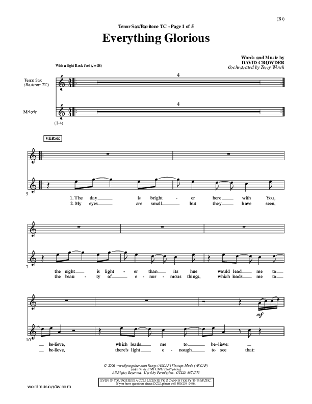 Everything Glorious Tenor Sax/Baritone T.C. (David Crowder)