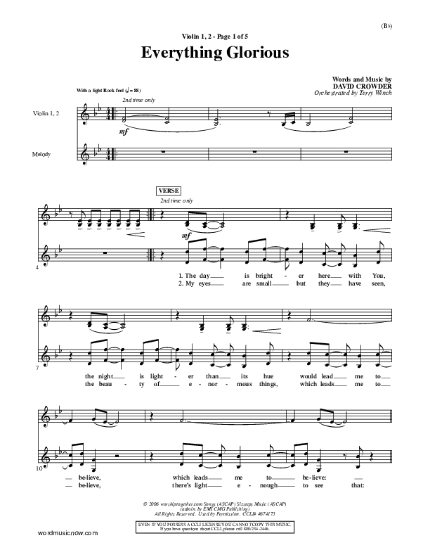 Everything Glorious Violin 1/2 (David Crowder)
