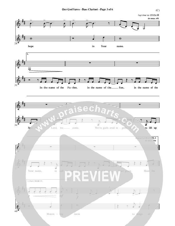 Our God Saves Bass Clarinet (Paul Baloche)