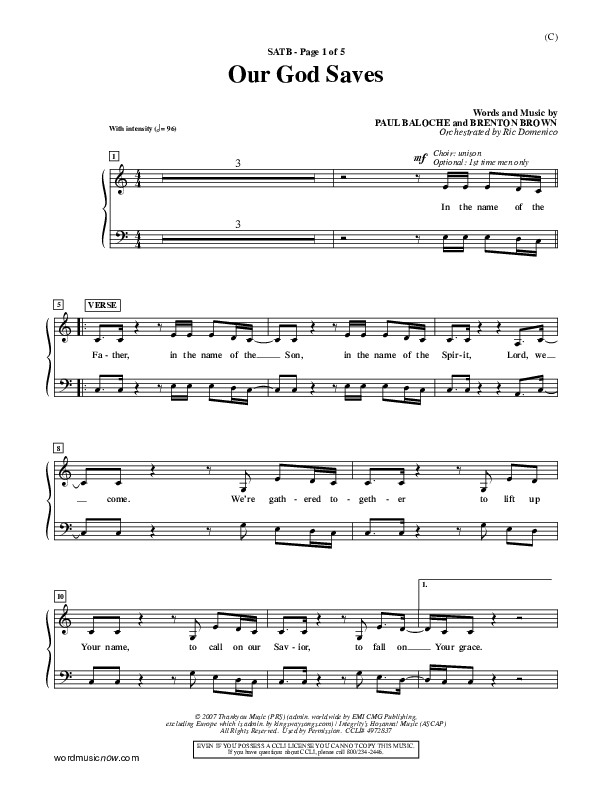 Our God Saves Choir Vocals (SATB) (Paul Baloche)