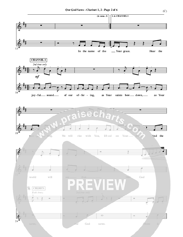 Our God Saves Clarinet 1/2 (Paul Baloche)