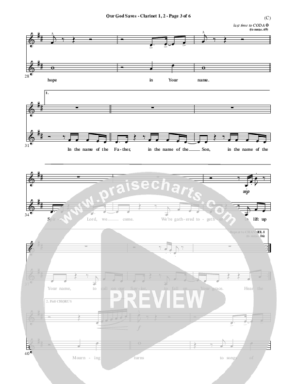 Our God Saves Clarinet 1/2 (Paul Baloche)