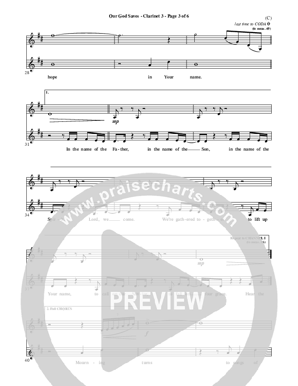 Our God Saves Clarinet 3 (Paul Baloche)