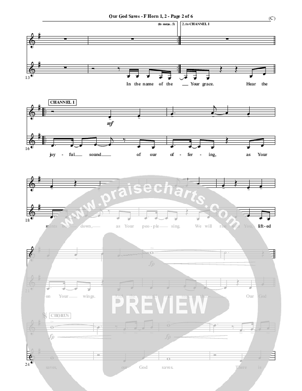 Our God Saves French Horn 1/2 (Paul Baloche)