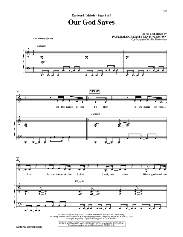 Our God Saves Piano/Vocal (Paul Baloche)