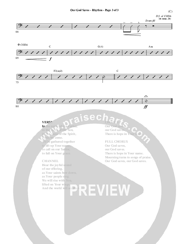 Our God Saves Rhythm Chart (Paul Baloche)