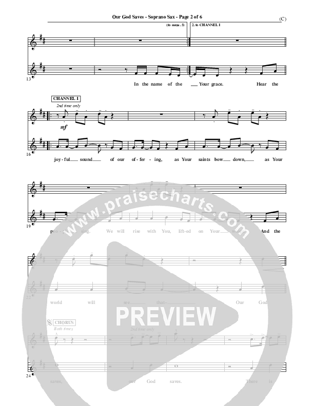 Our God Saves Soprano Sax (Paul Baloche)