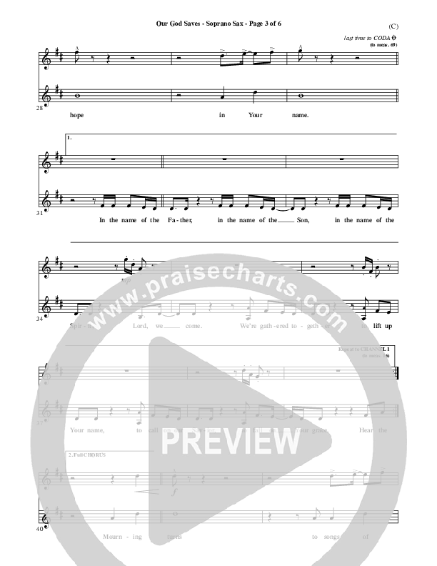 Our God Saves Soprano Sax (Paul Baloche)