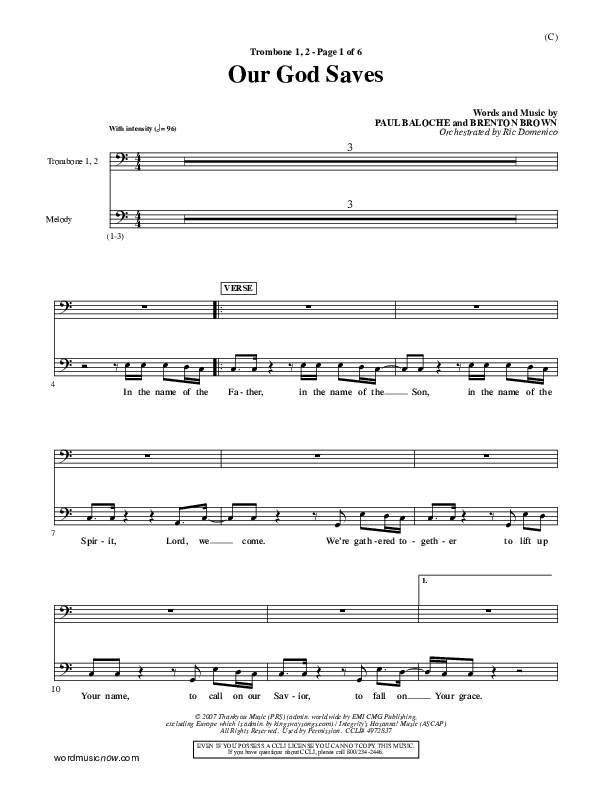 Our God Saves Trombone 1/2 (Paul Baloche)