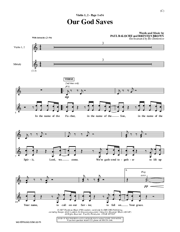 Our God Saves Violin 1/2 (Paul Baloche)