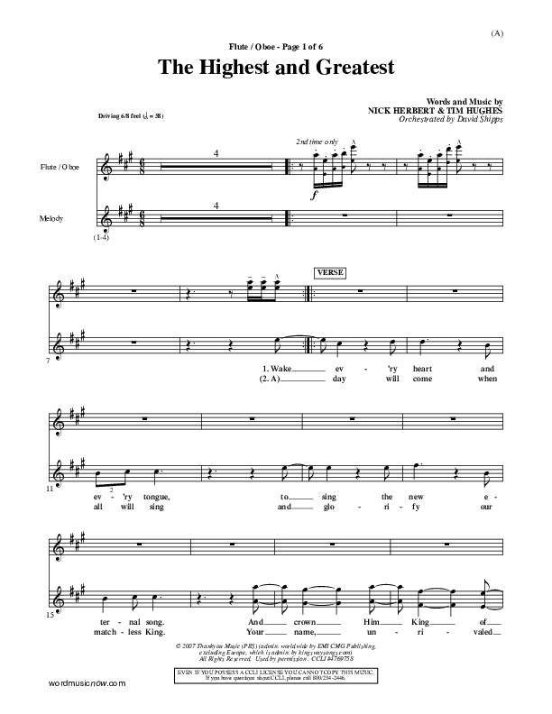 The Highest And The Greatest Flute/Oboe (Tim Hughes)