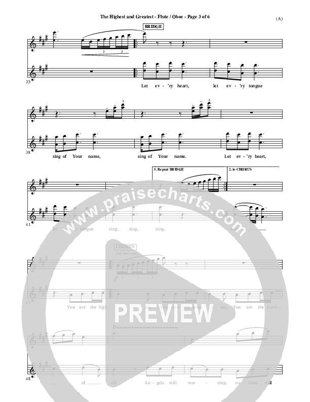 The Highest And The Greatest Flute/Oboe (Tim Hughes)