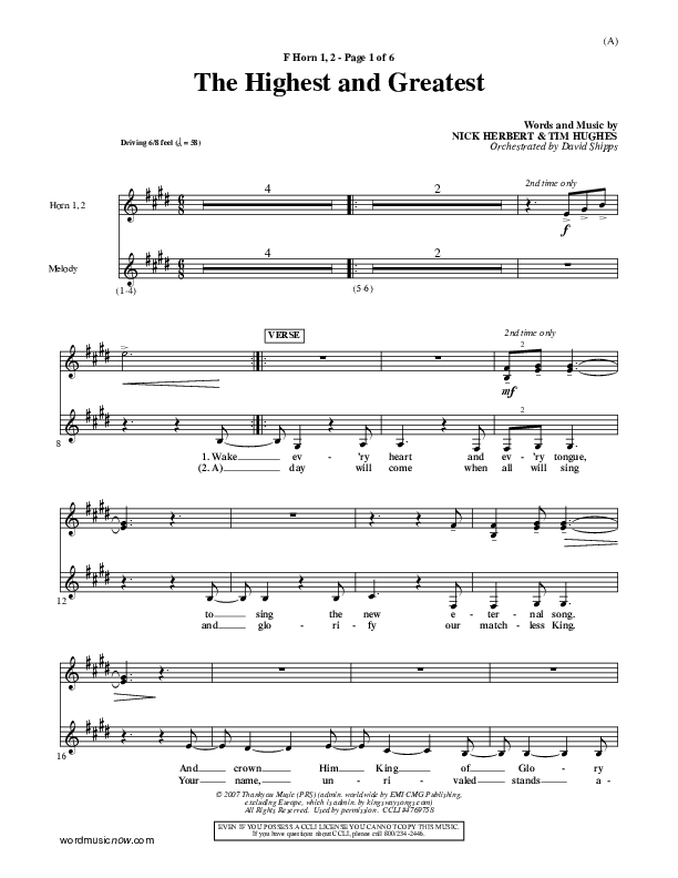 The Highest And The Greatest French Horn 1/2 (Tim Hughes)