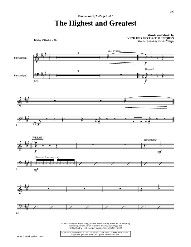 The Highest And The Greatest Percussion 1/2 (Tim Hughes)