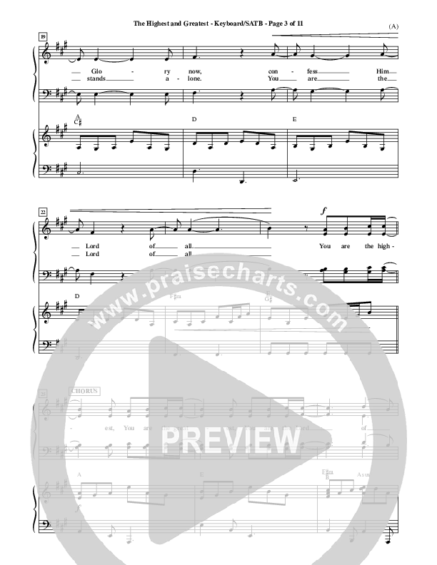 The Highest And The Greatest Piano/Vocal (SATB) (Tim Hughes)