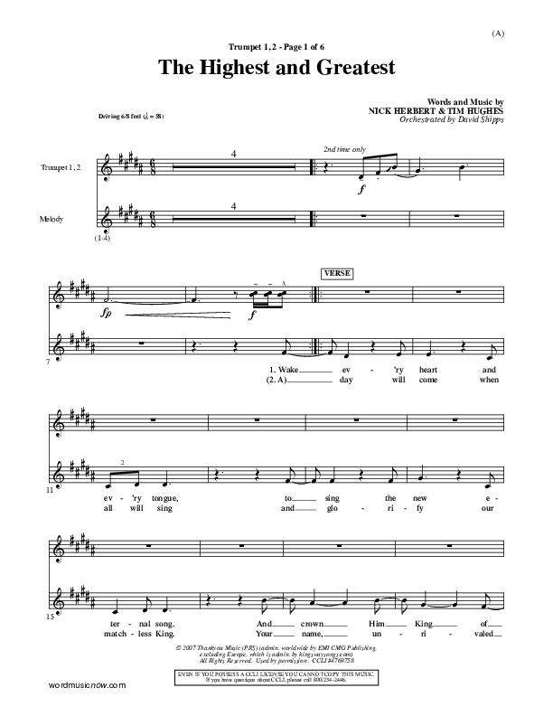 The Highest And The Greatest Trumpet 1,2 (Tim Hughes)