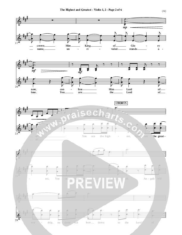 The Highest And The Greatest Violin 1/2 (Tim Hughes)