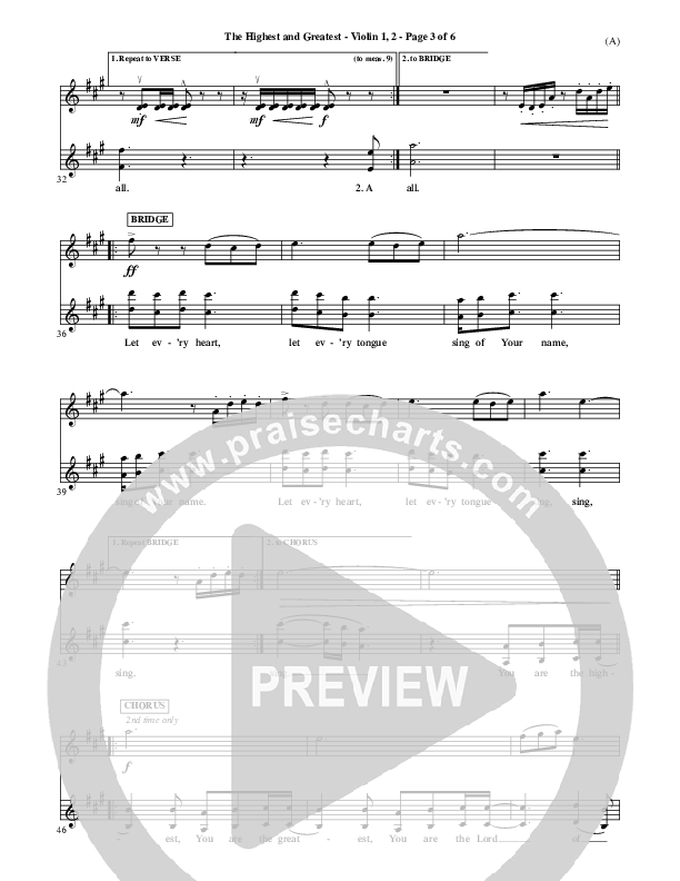 The Highest And The Greatest Violin 1/2 (Tim Hughes)