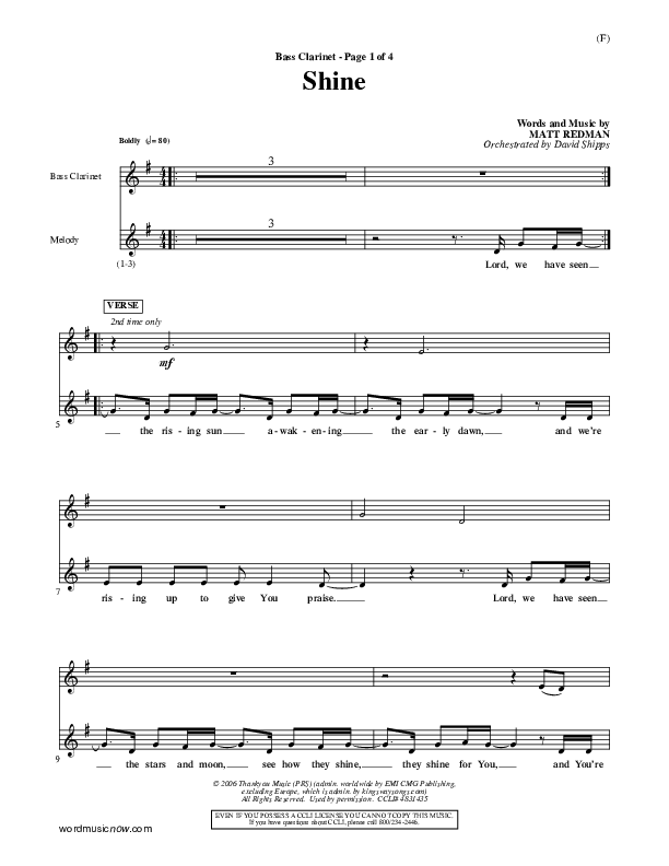 Shine Bass Clarinet (Matt Redman)