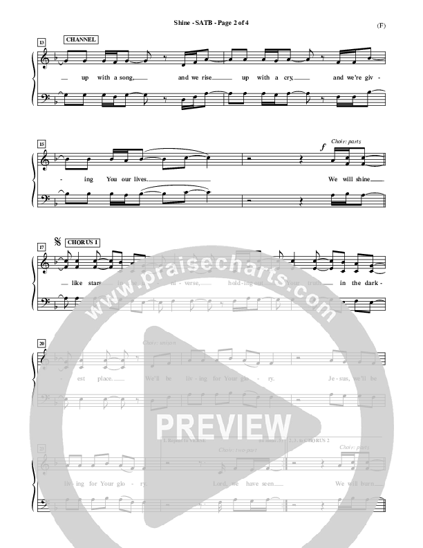 Shine Choir Sheet (SATB) (Matt Redman)
