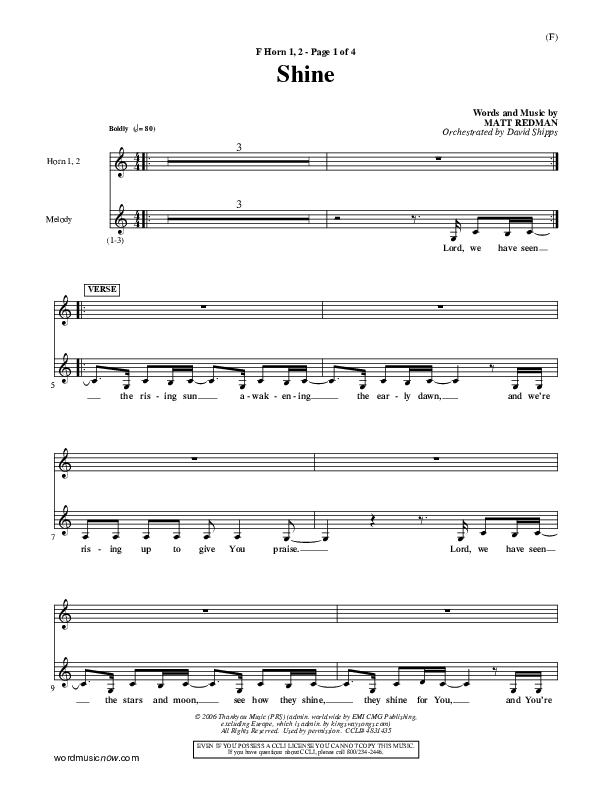 Shine French Horn 1/2 (Matt Redman)